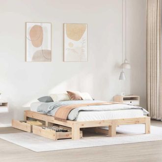vidaXL Vidaxl - Estructura De Cama Sin Colch&oacute;n Madera De Pino Blanco 150x200 Cm