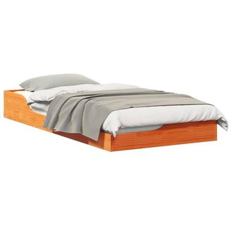Berkfield Home Modern Floor Bed Frame Wax brown 90 x 190 cm Solid pine wood in Tan