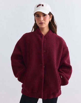 Aim'n Merlot - Giacca coach in pile merlot-Rosso
