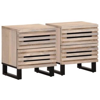 vidaXL Vidaxl - Mesitas De Noche 2 Uds Madera De Mango Blanqueado 40x34x46 Cm