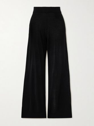 Toteme Pantaloni A Gamba Larga In Maglia - Nero