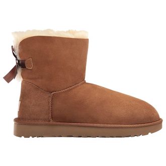 UGG Mini Bailey Bow II Suede Womens Ankle Boots - Chestnut - Size:UK 7