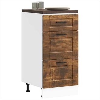 Berkfield Home Kitchen Base Cabinet Porto Smoked Oak Engineered Wood in Brown