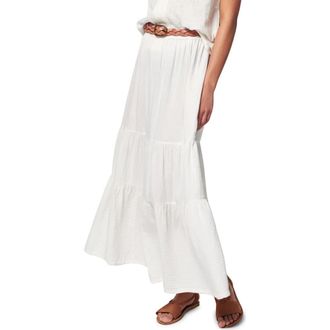 Faherty Valentina Tiered Organic Cotton Maxi Skirt in White at Nordstrom Rack, Size X-Large