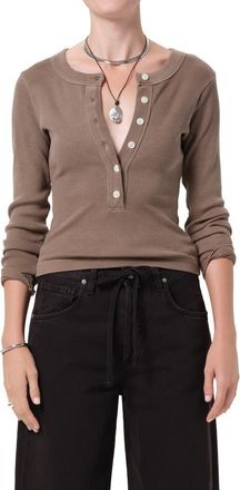 Citizens Of Humanity Varra Rib Henley in Cocoa Md Grey Brown at Nordstrom, Size X-Small