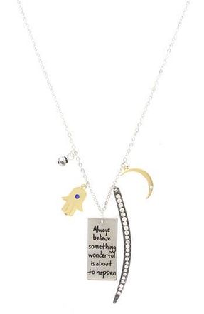 Olivia Welles Quote Pendant Necklace in Silver /Gold at Nordstrom Rack