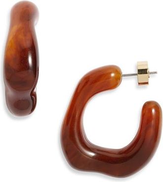 Nordstrom Resin Curved Hoop Earrings in Tortoise at Nordstrom