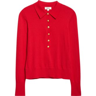 L'agence Sterling Collar Sweater in Engine Red/Gold at Nordstrom Rack, Size Xx-Large