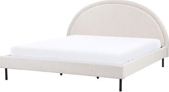 Beliani Beliani - Cama Minimalista De Tela Tapicer&iacute;a Poli&eacute;ster Somier Cabecero Semicircular 180 X 200 Cm Beige Claro Margut