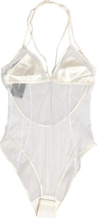 Dolce & Gabbana Womens White Sheer Nylon Bodysuit Halterneck Underwear Elastane Silk Clothing