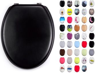 MSV Sedile WC MSV MDF CL&Eacute;O Nero Opaco - Cerniere INOX