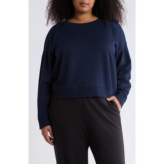 Eileen Fisher Crop Organic Cotton Sweatshirt in Ink at Nordstrom, Size 3 X