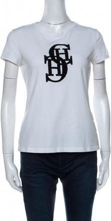 Carolina Herrera White Cotton Embroidered Logo Detail T-Shirt