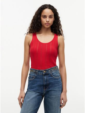 Tommy Hilfiger Womens Mixed-Knit Tank Top - Red - XXL