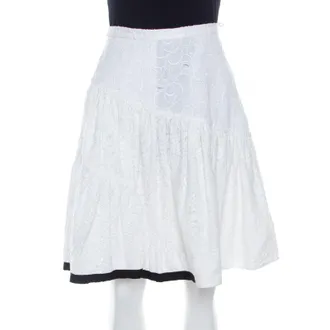 N&deg;21 N21 White Cotton Lace Paneled A Line Skirt