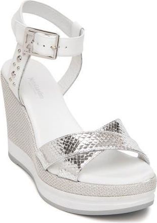 Nero Giardini Metallic Platform Wedge Sandal in White/Silver at Nordstrom Rack, Size 11Us / 41Eu