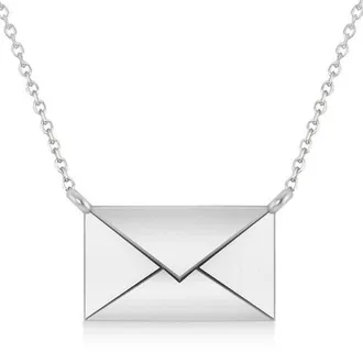 Allurez Engravable Love Letter Envelope Pendant Necklace 14k Yellow Gold in White Gold at Nordstrom, Size 18