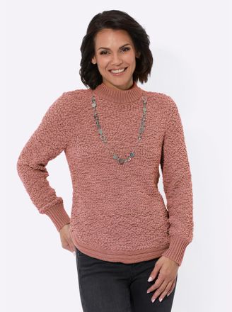 Casual Looks Strickpullover CASUAL LOOKS Pullover, Damen, Gr. 36, rot (rosenholz), 65% Polyester, 35% Baumwolle, unifarben, Pullover Strickpullover