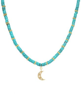 Rachel Reinhardt Jewelry Layla Collection 14K Over Silver Turquoise Cz Heishi Necklace