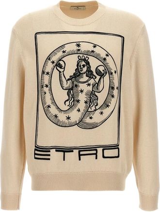 Etro Truien & Vesten, Heren, Beige, 2Xl, Katoen, Logo Embroidery Sweater