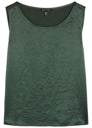 Eileen Fisher Eileen Fisher Crinkled Satin top - Dark Green - L (UK 18-20 / XL)