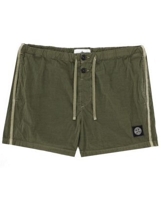 Stone Island Olive Green Logo Polyamide Swim Shorts