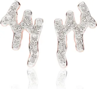 Monica Vinader Rose Gold Riva Waterfall Stud Diamond Earrings Diamond