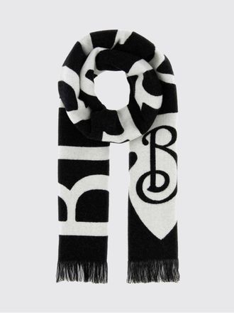 Burberry Sciarpa in lana con logo a contrasto e finiture sfrangiate