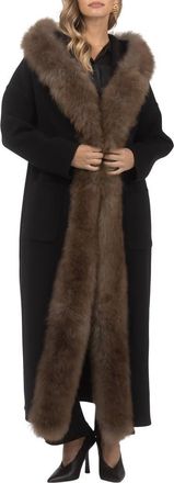 Gorski Cashmere Parka with Genuine Shearling Trim in Black/brown/black at Nordstrom, Size X-Small