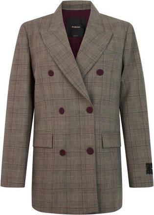 Pinko Dubbelrijige blazer van jacquard - Dames - Blazers - Bruin - XS - Wol - Jassen