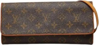 Louis Vuitton Pre-owned Pochette Twin GM Monogram Crossbody Bag - Dames - Vintage Clutch - Bruin - ONE Size - Leer - Vintage