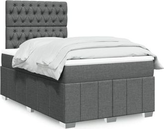 vidaXL Cama Box Spring Con Colch&oacute;n Tela Gris Oscuro 120x190 Cm Vidaxl
