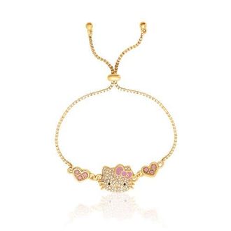 Hello Kitty Adjustable Bracelet with Pave Pink Bow & Crystals in Gold Tone at Nordstrom