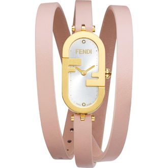 Fendi OLock Diamond Embellished Wrap Watch, 14.8mm x 28.3mm - 0.03 ctw in Gold at Nordstrom Rack