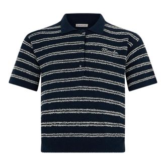 Moncler Polo Shirts, male, Blue, Size: 2XL Striped Cotton Polo