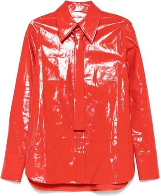 Jil Sander Camisa Corbata - Dames - Overhemden - Rood - S - Overhemden