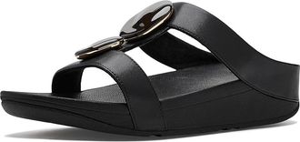 FitFlop Fino Marbled-Stone H-bar Slides Womens Wedge Shoes Black : 11 M (B), Synthetic