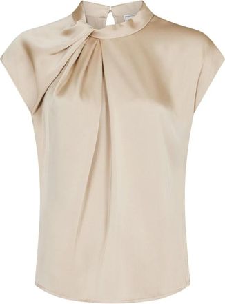 Neo Noir Fleur Drapy Satijnen Blouse - Dames - Blouses - Beige - M - Satijn - Overhemden
