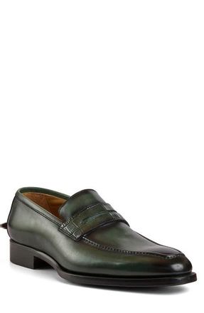 Bruno Magli Emilio Penny Loafer in Green Croc at Nordstrom, Size 11.5