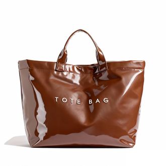 Generic Christmas Plaid PVC Tote Bag for Women Letters Print Tote Bag Plastic Handbag with Tops Handle (G)