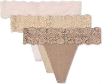 Pact Lace Waist Thong 3-Pack Made With Organic Cotton in Nearly Bare at Nordstrom, Size Xx-Large