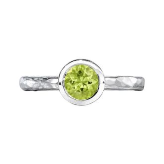 Dower & Hall 6mm Peridot Hammered Twinkle Ring