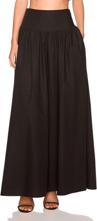 Susana Monaco Drop Waist Cotton Poplin Maxi Skirt in Black at Nordstrom, Size X-Large