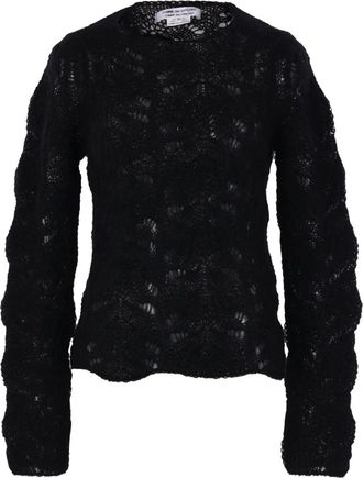 Comme Des Garçons Opengewerkte trui met lange mouwen - Zwart