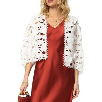 Saachi Floral Lace Cutout Bolero Cardigan in Ivory at Nordstrom Rack