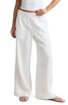 Beyond Yoga Softwash Wide Leg Linen Pants in White at Nordstrom, Size X-Large