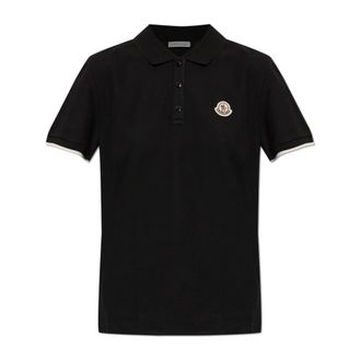 Moncler Polo met logopatch - Dames - Tops - Zwart - Maat: XL Katoen