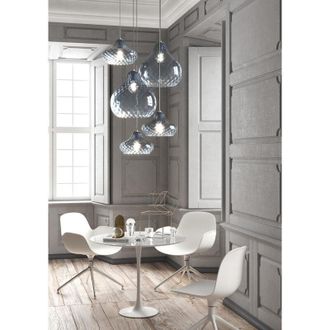 Top-Light Lampadario Contemporaneo Dress Metallo Cromo Vetro Blu 5 Luci E27