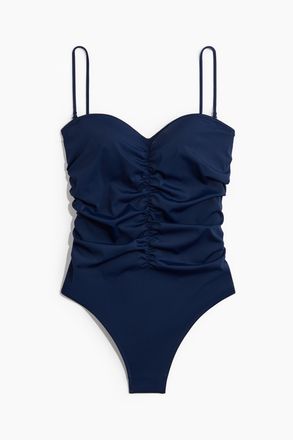 H&M Bandeau-Badeanzug Medium Shape - Marineblau