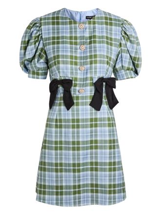 Sister Jane bow-detail plaid-print dress - women - Polyester/Viscose/Elastane/Polyester/Elastane - 8 - Green